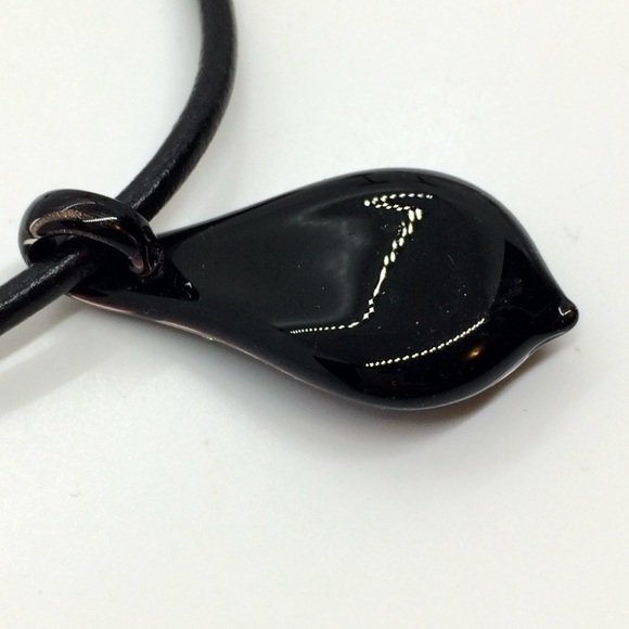 3/$30 MODERNIST FAUX LEATHER CORD ART GLASS FLOWER MOTIF PENDANT NECKLACE BOHO - Picture 11 of 13